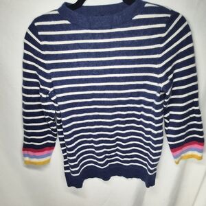 Talbots Striped Sweater with Multicolor Cuffs
